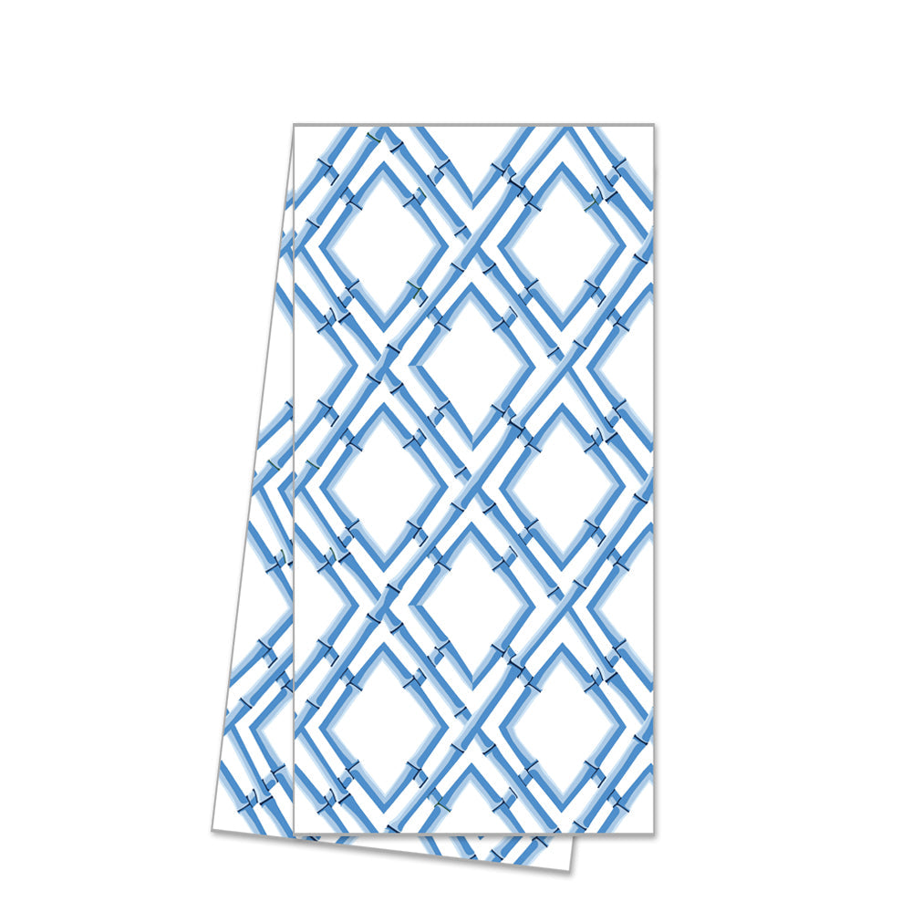 China Blue Bamboo Trellis Cotton Tea Towel Textiles WH Hostess   