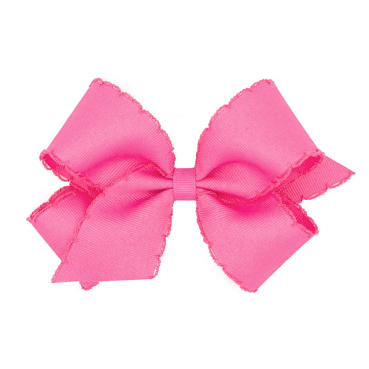 Medium Monotone Moonstitch Grosgrain Bow - Hot Pink - Sugar Babies Children's Boutique/Meg's Shoppe
