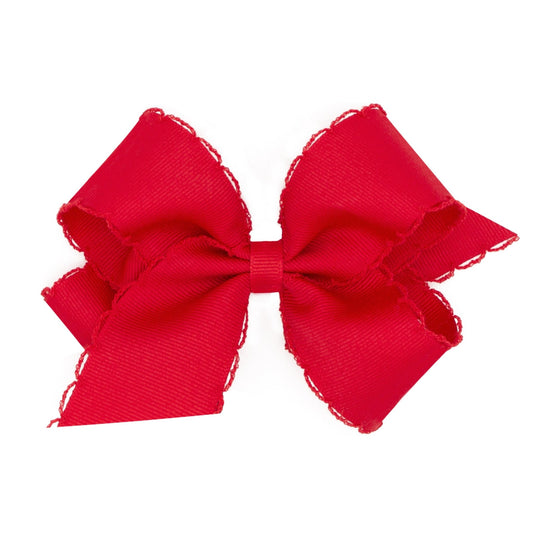 Medium Monotone Moonstitch Grosgrain Bow - Red - Sugar Babies Children's Boutique/Meg's Shoppe