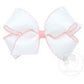 Medium Moonstitch Basic Bow Kids Hair Accessories Wee Ones White with Light Pink  