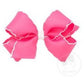 Medium Moonstitch Basic Bow Kids Hair Accessories Wee Ones Pink with White  