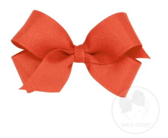 Mini Grosgrain Bow - Mandarin Orange Accessories Wee Ones   
