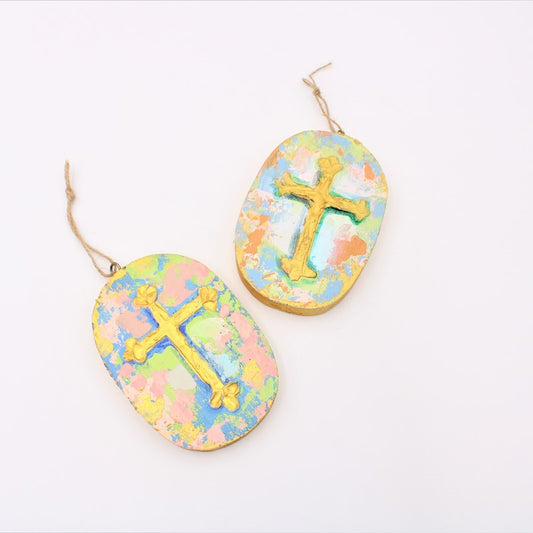 Hand Painted Cross Ornament Home Decor TradeCie   