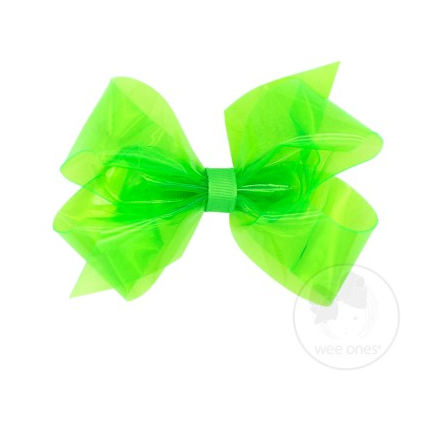 Medium Splish Splash Vinyl Bow - Neon Green Kids Hair Accessories Wee Ones   
