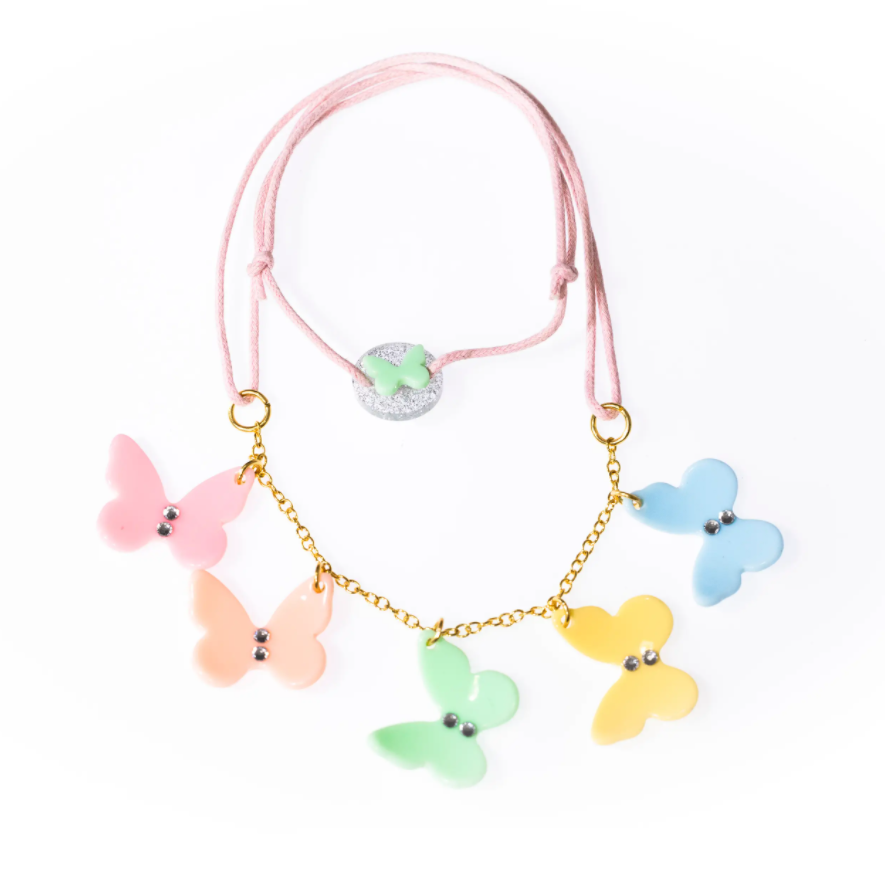 Pastel Multi Butterfly Necklace Accessories Lilies & Roses   