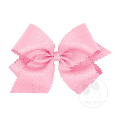 King Scalloped Edge Grosgrain Bow - Pearl Pink Kids Hair Accessories Wee Ones   