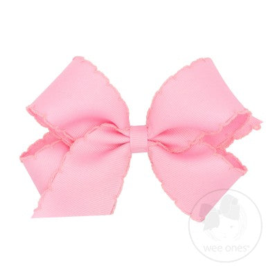 Medium Monotone Moonstitch Grosgrain Bow - Pearl Pink Kids Hair Accessories Wee Ones   