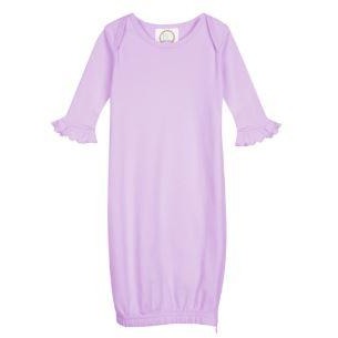 Girl's Long Sleeve Ruffle Infant Gown - Lavender Baby Sleepwear Blanks Boutique Default Title  