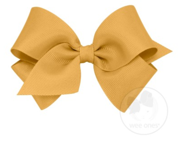 Small Grosgrain Bow - Old Gold Kids Hair Accessories Wee Ones   