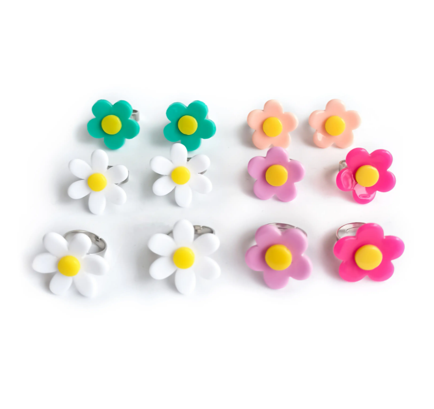 Spring Flowers Rings Kids Jewelry Lilies & Roses   