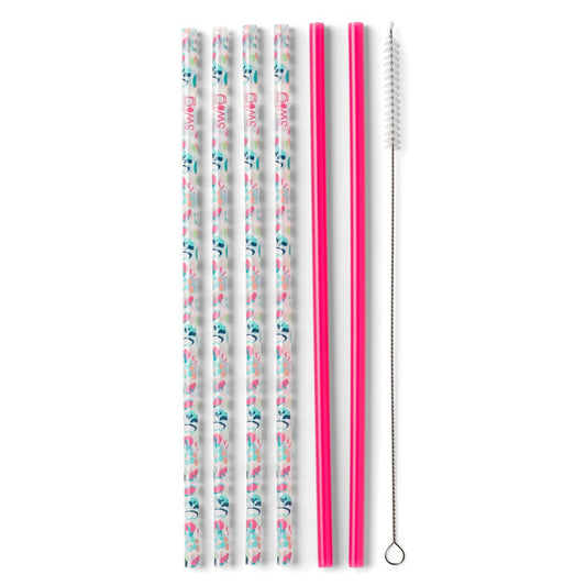 Party Animal & Hot Pink Reusable Straw Set (Tall) Gifts Swig   