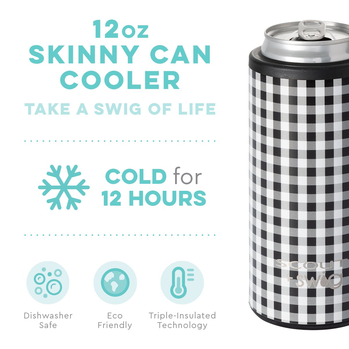 12 oz Skinny Can Cooler - David Checkman Gifts Swig   