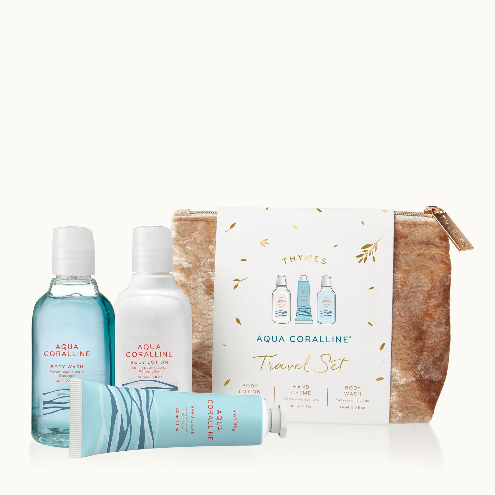 Aqua Coraline Travel Set with Beauty Bag Gifts Thymes   