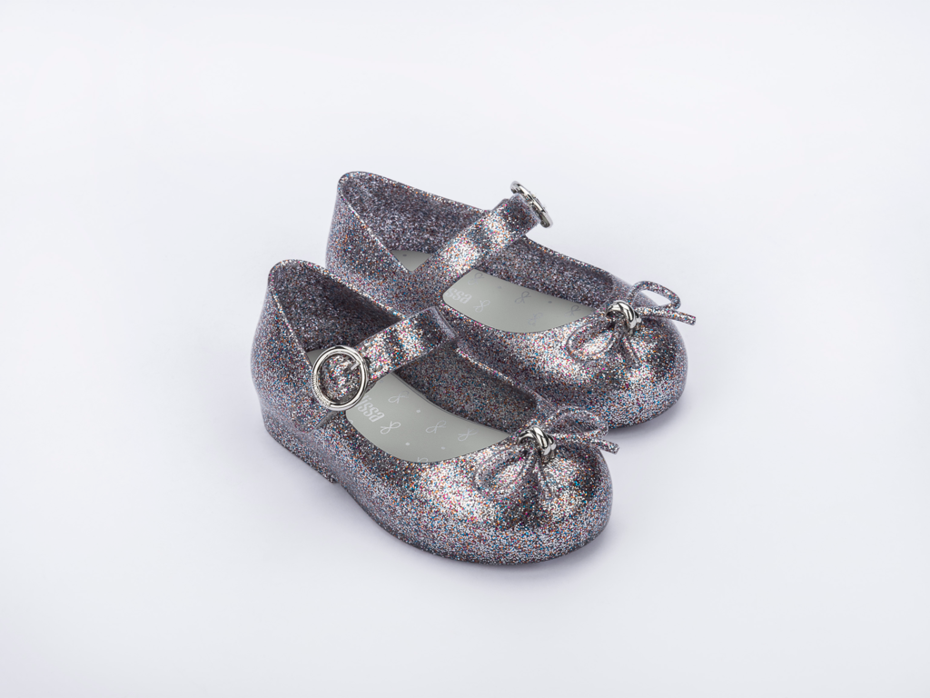 Mini Sweet Love - Silver Glitter Girls Shoes Mini Melissa   