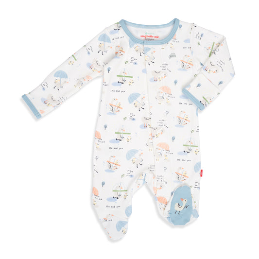 Little Duckling Organic Cotton Magnetic Footie Baby Sleepwear Magnetic Me   