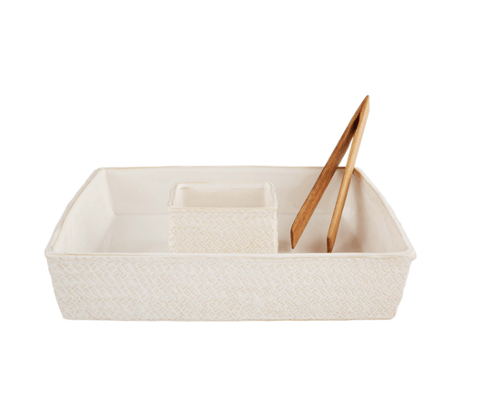 White Basket Weave Chip & Dip Kitchen + Entertaining Mudpie