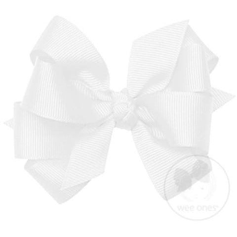 Double Mini Bow w/ Knot Wrap Kids Hair Accessories Wee Ones white  
