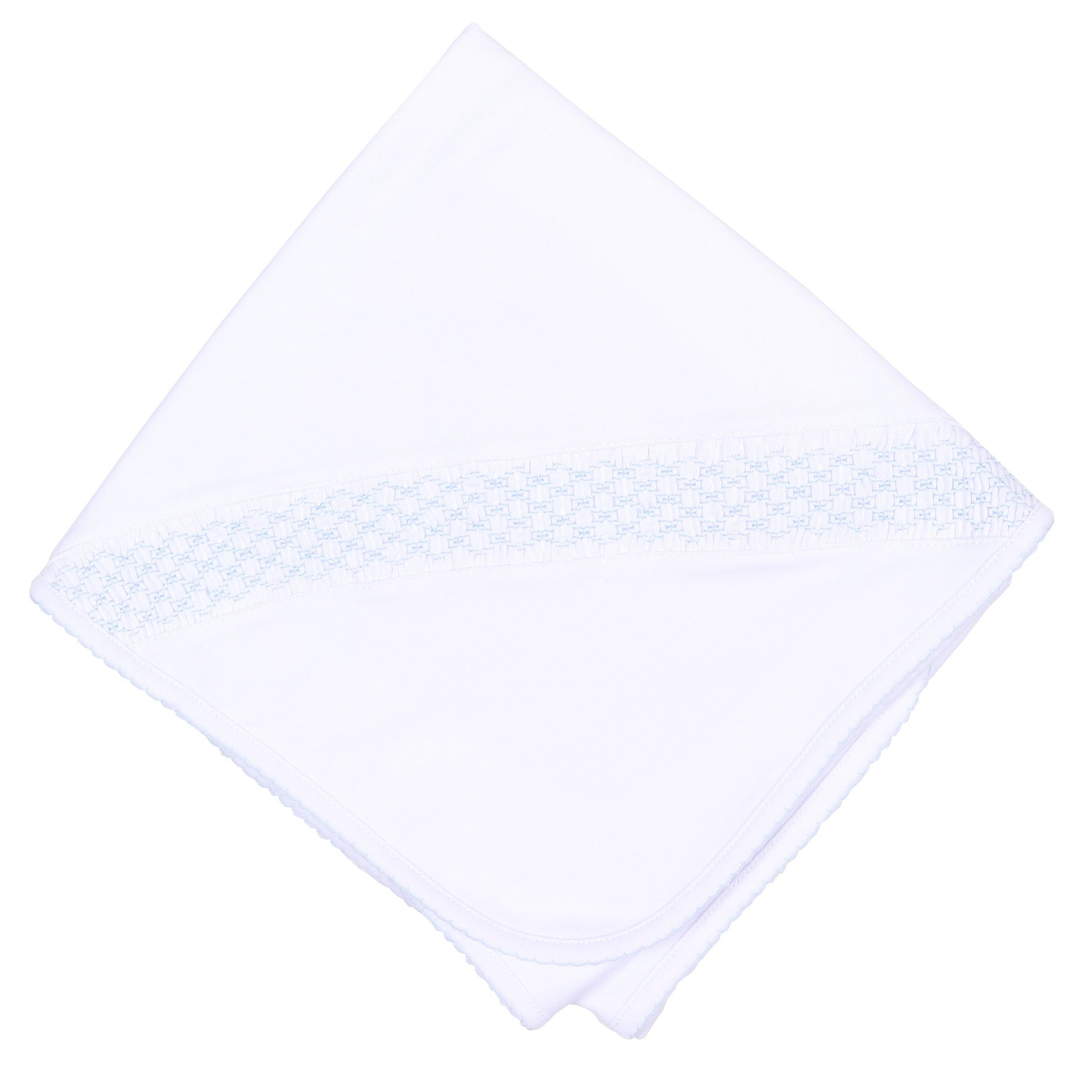 MB Essentials Smocked Blanket Clothing Magnolia Baby White/Light Blue  